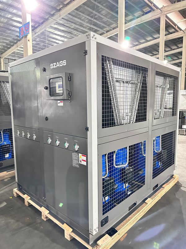 कारखाने की आपूर्ति 60HP एयर कूल्ड इंडस्ट्रियल वाटर चिलर 60 टन स्क्रॉल टाइप ग्लाइकोल चिलर चार स्क्रॉल कंप्रेसर के साथ