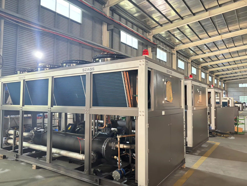 WEINTEK टच स्क्रीन ANGES 80hp एयर कूल्ड स्क्रू चिलर तापमान नियंत्रक और उन्नत वाष्पीकरण के साथ