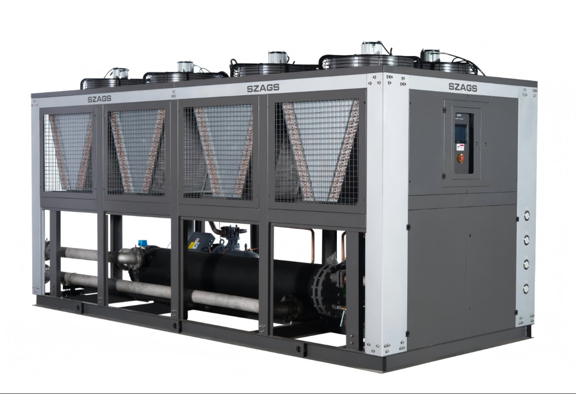 150HP एयर-कूल्ड स्क्रू चिलर प्लास्टिक एक्सट्रूज़न लाइनों के लिए उच्च दक्षता औद्योगिक शीतलन