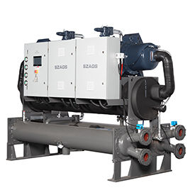 एजीएस-100डब्ल्यूएसएच 100एचपी वाटर कूल्ड स्क्रू चिलर प्लास्टिक एक्सट्रूज़न और मोल्ड प्रोसेसिंग के लिए सेमी-हर्मेटिक स्क्रू कंप्रेसर के साथ